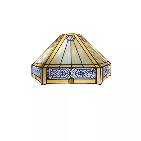 Yellow Hexagonal Tiffany Style 16 Inch Handmade Stained Glass Lamp Shade for Table/Pendant/Ceiling