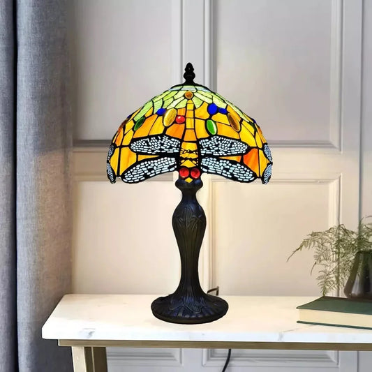 Orange Dragonfly Tiffany Style Table Lamp 10 Inch Lampshade