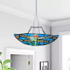 12 inch Multicolor Tiffany Pendant Lamp Dragonfly Shade Stained Glass