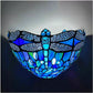 Blue Dragonfly Wall Lamp Tiffany Style Stained Glass Handcrafted Light Uplighter