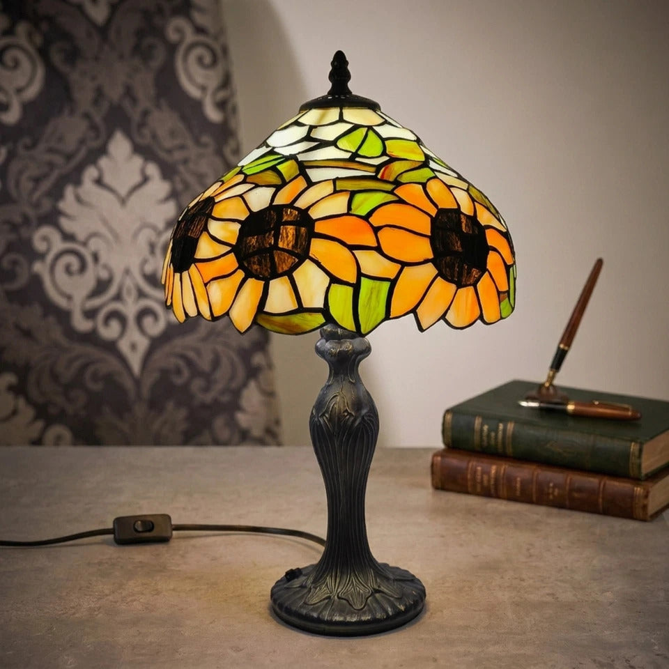 10 Inch Sunflower Tiffany Style Stained Glass Table Lamp